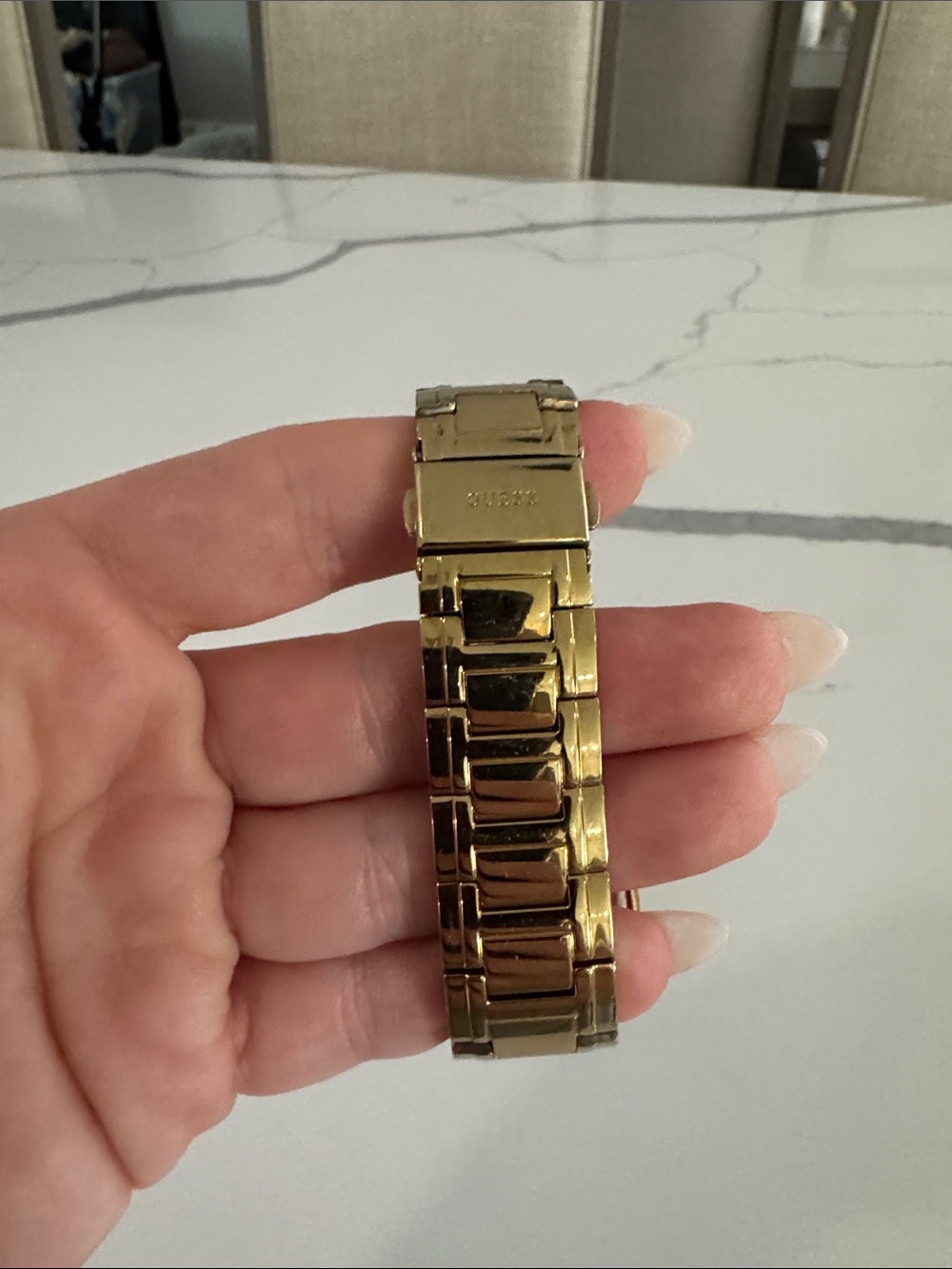 GUESS Gold-Tone Rectangular Bracelet Watch - Picture 4 of 7